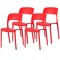 Fabulaxe Modern Plastic Outdoor Dining Chair with Open Curved Back, Red, PK 4 QI004227.RD.4 - alternate 1